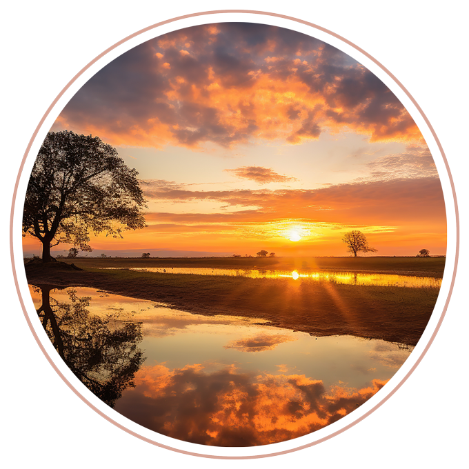 serene-sunrise-lake-reflection Serene sunrise over a calm lake with a solitary tree reflecting the potential of a new day
